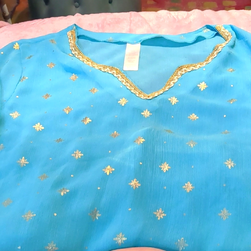 Elegant Blue and Gold Women's Top